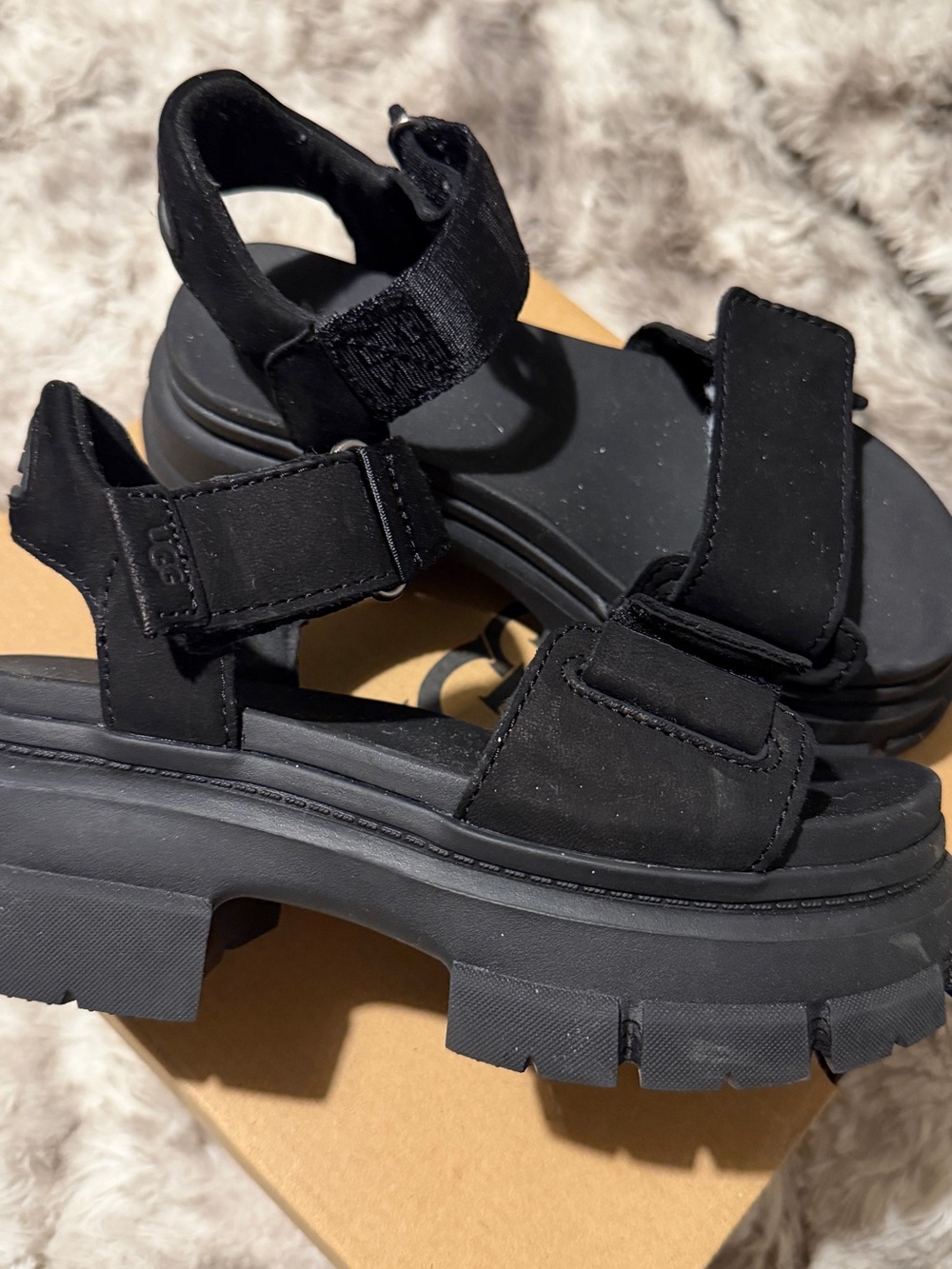 UGG Women's Black Chunky Platform Sandals